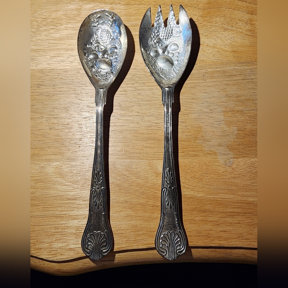 Set x 2 Vintage Silver Plated Serving Spoons Circa 60's